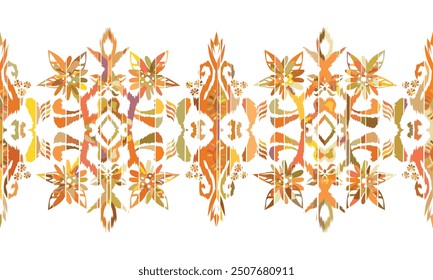 Abstract Ikat seamless pattern, perfect for ethnic-themed backgrounds, curtains, carpets, wallpapers,clothing."This content was created using vector drawing tools and software, not generated by AI"