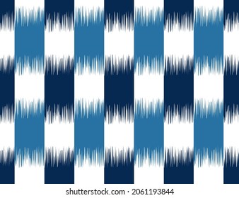 Abstract . Ikat seamless pattern traditional. line indigo on white background. design for pillow, print, fashion, clothing, fabric, gift wrap.  Vector.