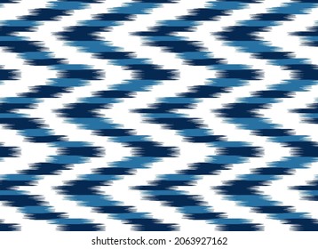 Abstract . Ikat seamless pattern traditional. line indigo on white background. design for pillow, print, fashion, clothing, fabric, gift wrap.  Vector.