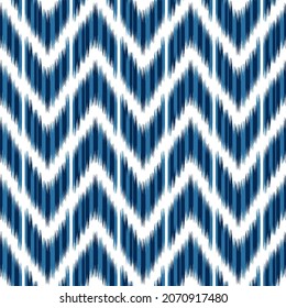 Abstract . Ikat seamless pattern traditional. line indigo on white background. design for pillow, print, fashion, clothing, fabric, gift wrap.  Vector.