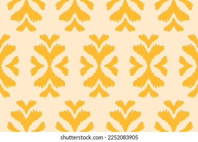 Resumen de arte de patrón amarillo ikat. Patrón geométrico étnico ikat sin fisuras en tribal. Tela de estilo indio. Diseño para fondo, ilustración vectorial, tela, ropa, alfombra, alfombra, batik, bordado.