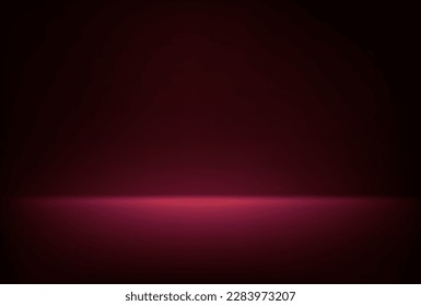 Abstract illuminated empty dark red room. Design template. 3d vector background