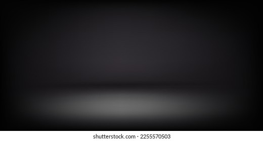 Abstract illuminated empty dark stage. Design template. 3d vector background
