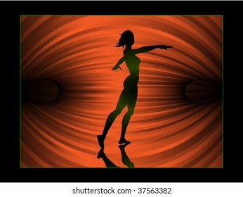 abstract illuminated theater stage for product placement with ballet girl