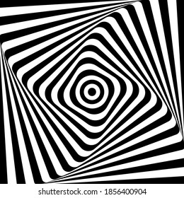 Abstract illusion of 3D whirl movement. Op art vector design.