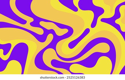 Abstractas fondo de ilusión. Ácido, alucinógeno psicodélico. Estampado de neón. Ondas fluidas dibujadas a mano. Vector