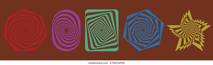 Diseño Abstractas de la ilusión con diversas Formas en el fondo múltiple del color