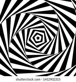 Abstract illusion in motion. Hypnotic Black and White element .Optical illusion. Vector. EPS10