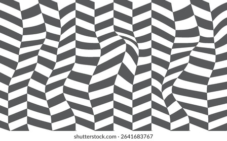 Abstract illusion pattern with gray and white wavy zigzag lines, creating a dynamic, captivating and modern design, ideal for optical effects and stylish backgrounds