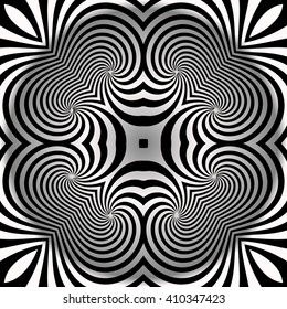 Abstract illusion texture  lines in the form of a convex symmetrical diamond pattern in square on a white background