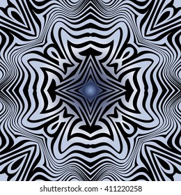 Abstract illusion texture lines in the form of a convex symmetrical diamond pattern in square on a white background