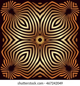 Abstract illusion texture lines in the form of a convex symmetrical ellipse pattern in a square on a brown gradient background