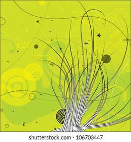 Abstract illustrated background with flowing lines, concentric circles, and other interesting elements.