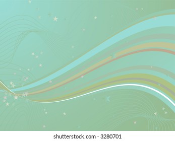 An abstract illustrated background in green with wavy lines