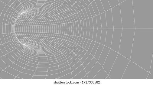 Abstract illustration. 3D corridor mesh. Frame tunnel.