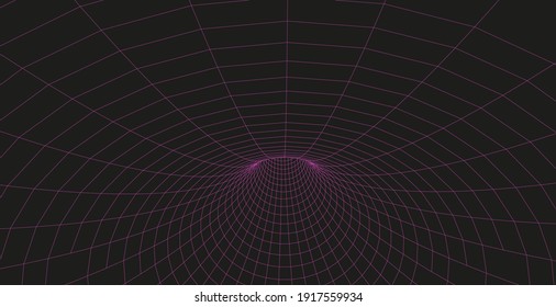 Abstract illustration. 3D corridor mesh. Frame tunnel.