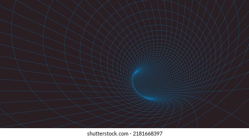 Abstract illustration. 3D corridor mesh. Frame tunnel.