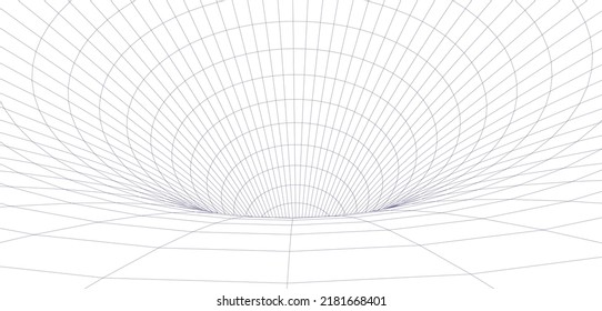Abstract illustration. 3D corridor mesh. Frame tunnel.