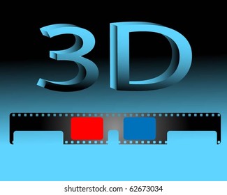 Abstract illustration of 3D glasses on a dark background. Vector.