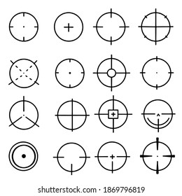 Abstract illustration with aim target doodle set for web background design. Technology concept.