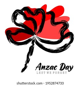 An Abstract Illustration For Anzac Day Or Australian And New Zealand Army Corps With A Single Poppy Flower On A White Isolated Background