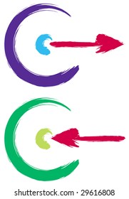 Abstract illustration with arrow and circle on white background