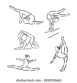 abstract illustration of artistic gymnastics, gymnasts, gymnastics, vector sketch illustration