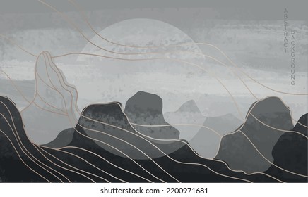 abstract illustration in asian style of mountains and mist