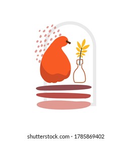 Ilustración abstracta con objetos otoñales. Resumen de elementos cortados en papel, frutas y bayas. Tarjetas de felicitación de Acción de Gracias.