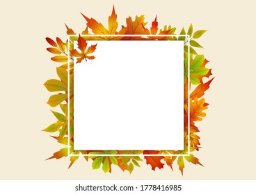 Abstract Illustration Autumn Sale Background with Falling Autumn Leaves.