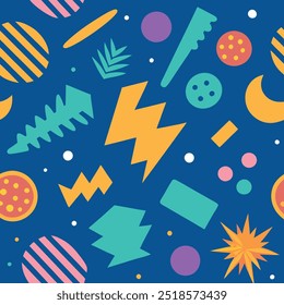 Abstract illustration with autumn tree. Vector design. Childish nature drawings. Seamless pattern. Cartoon style.