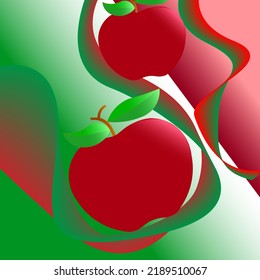 Abstract illustration of background decorated with apples and a combination of several blended line