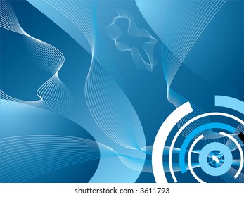 Fondo de ilustración abstracta con líneas onduladas que muestran información digital