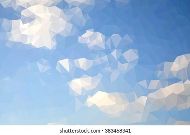 abstract illustration, background sky, colored triangles of different sizes