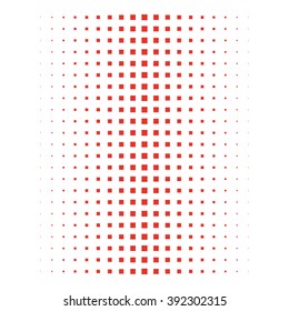 Abstract illustration background of small red squares stretching in different directions on a white background.
