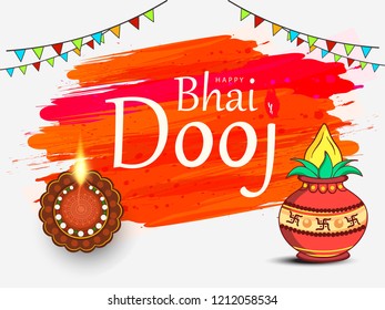 Abstract illustration background with text and frame for indian festival of happy bhai dooj and rakshabandhan celebration.