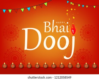 Abstract illustration background with text and frame for indian festival of happy bhai dooj and rakshabandhan celebration.