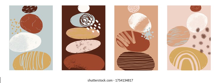 Abstract illustration with balanced pebbles. Balanced pebbles with different textures