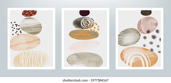 Abstract illustration with balanced pebbles. Balanced pebbles with different textures