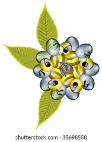 Abstract Illustration of bees formed into a flower vector