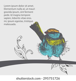 Abstract illustration of bird on the tree