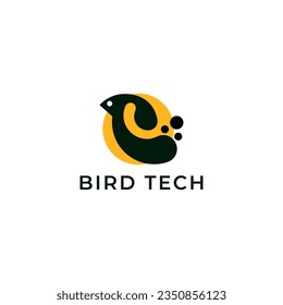 ABSTRACT ILLUSTRATION BIRD TECH BLACK COLOR LOGO ICON TEMPLATE DESIGN ELEMENT VECTOR FOR YOUR BUSINESS