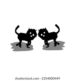 Abstract illustration of black cat shape, hand drawn. Over white background