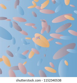Abstract illustration with Blue and orange Confetti on a Pastel Background. Vector Placer from the Circles. Pastel design. Abstract Bright Pattern for cards,banners,print. A Scattering of Confetti