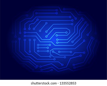 Abstract Illustration of Blue Printed Circuit Board Background