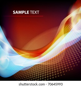 Abstract illustration with blue and red design, vector card.