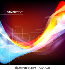 Abstract illustration with blue and red design, vector card.