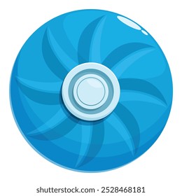 Ilustración Abstractas de un objeto redondo azul girando rápidamente, creando una forma circular con desenfoque de movimiento
