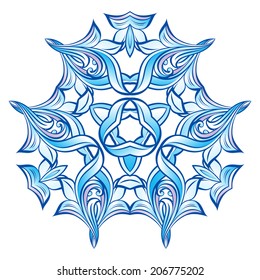 Abstract illustration of blue  snowflake on a white background -xsmas winter design