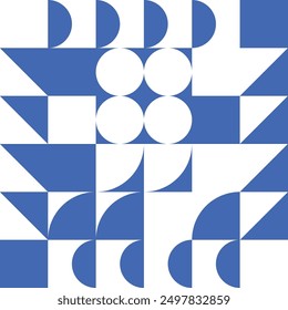 Abstract illustration with blue and white geometric figures